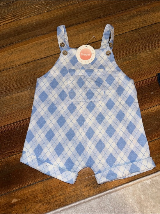 Tullabee Other - Tullabee Light Blue & White Argyle Overalls